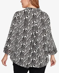 Ruby Rd. Plus Zebra Collared Knit Swing Jacket