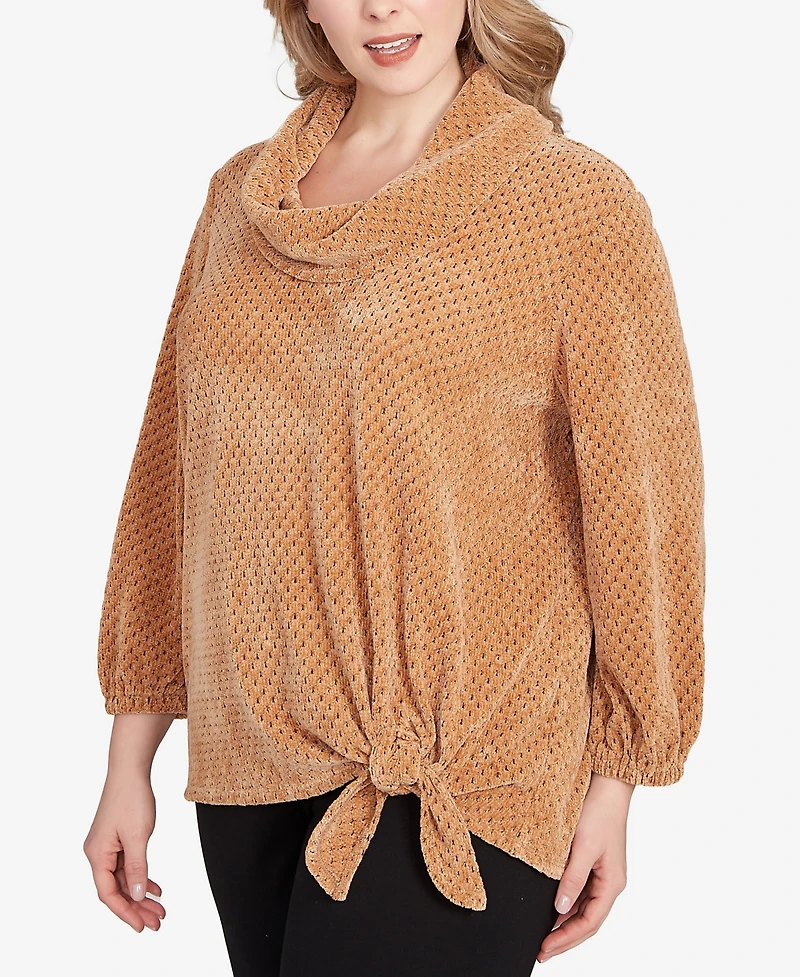 Ruby Rd. Plus Honeycomb Chenille Cowl Neck Top