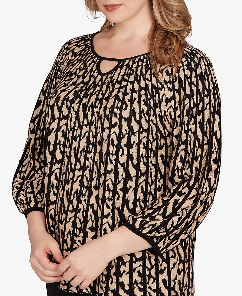 Ruby Rd. Plus Gored Texture Animal Print Sweater