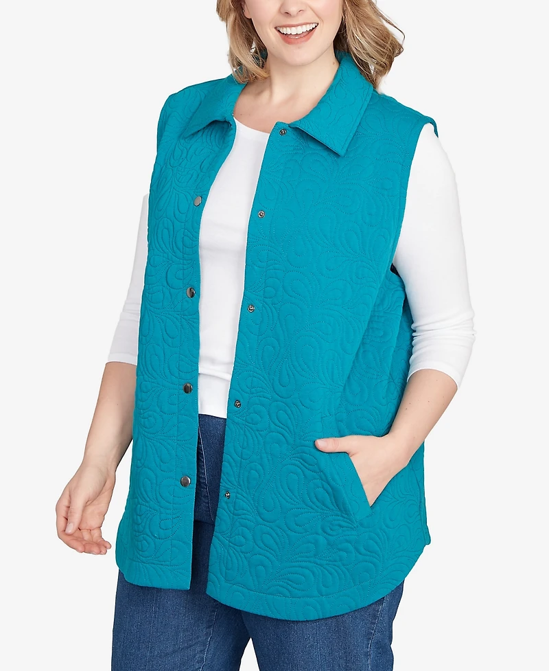 Ruby Rd. Plus Size Quilted Terry Inner Beauty Vest Jacket