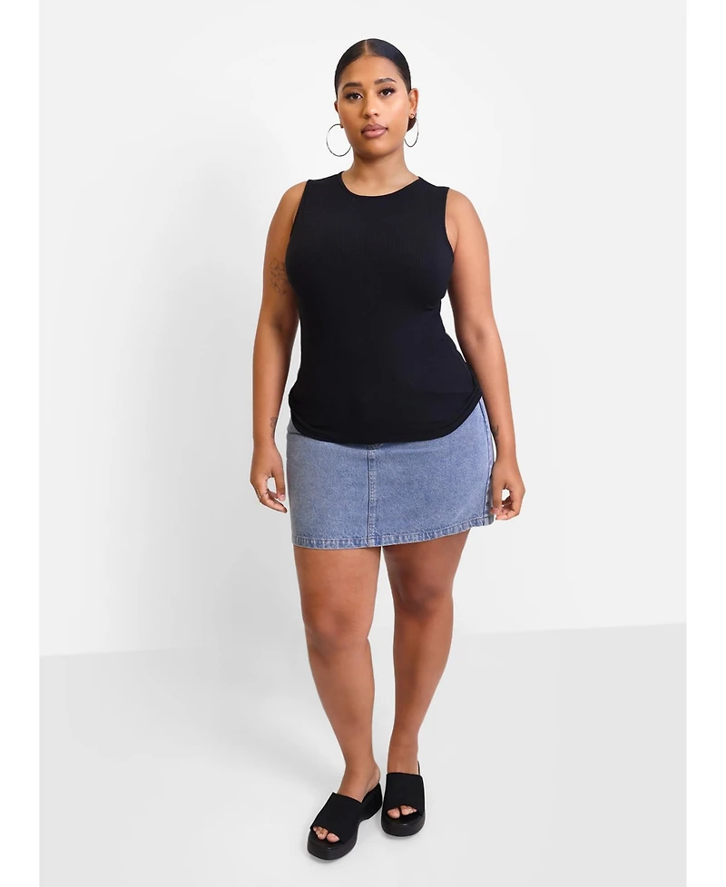 Rebdolls Essential Ribbed High Neck Tank Top - Black