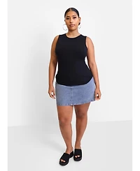 Rebdolls Essential Ribbed High Neck Tank Top - Black