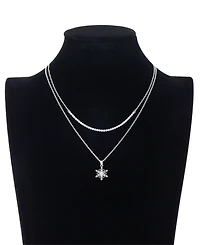 Unwritten Cubic Zirconia Snowflake Pendant Layered Necklace Set
