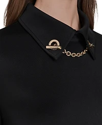 Halston Women's Collared Neck Dress