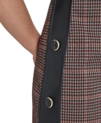 Halston Women's Micro Houndstooth Button Dress