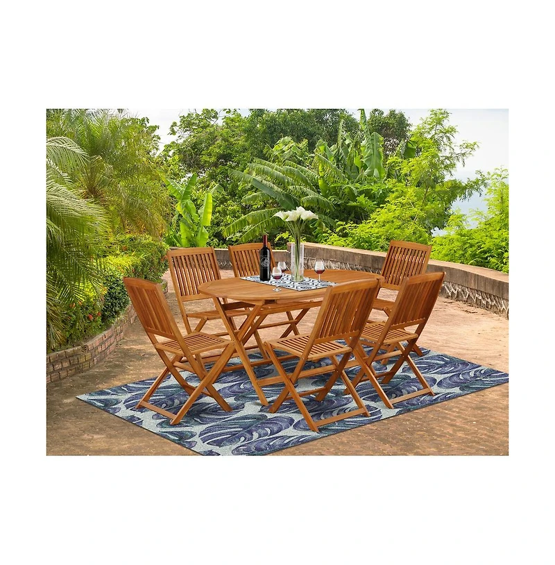East West Furniture Wooden Patio Set Natural Oil