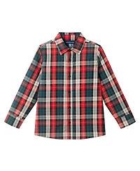 Andy & Evan Toddler Boys Toddler/Child Grey Sweater Vest, Green Plaid Buttondown Black Twill Pant Set