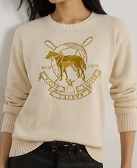 Lauren Ralph Petite Embroidered Crewneck Sweater