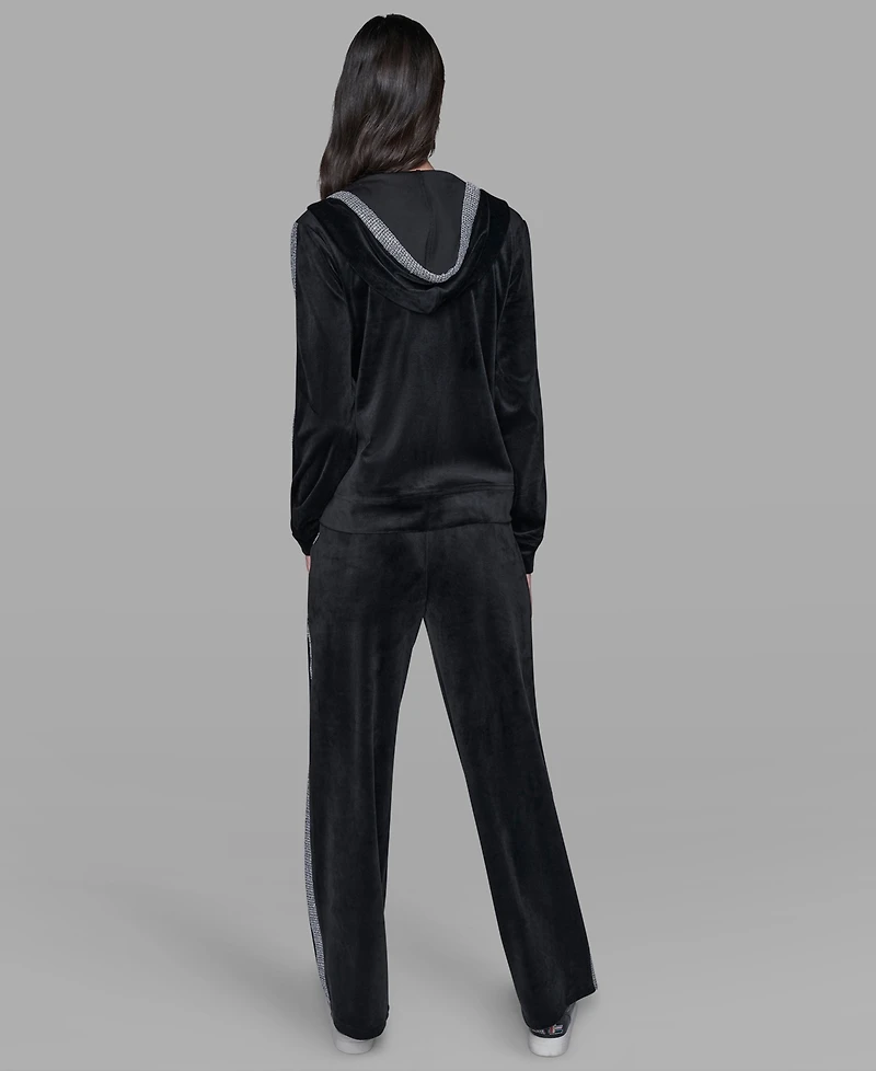 Karl Lagerfeld Paris Petite Rhinestone Trim Zip-Up Jacket