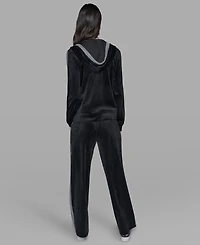 Karl Lagerfeld Paris Petite Rhinestone Trim Zip-Up Jacket
