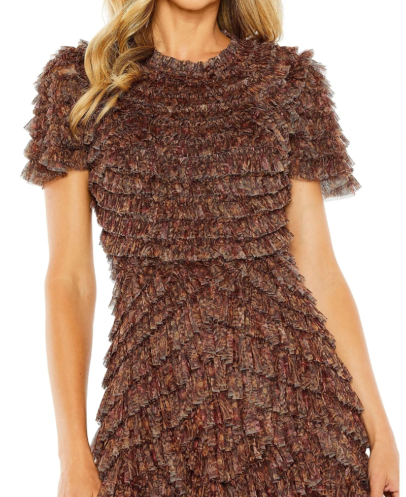 Mac Duggal Women's Ruffle Tiered High Neck Dress