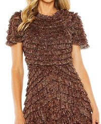 Mac Duggal Women's Ruffle Tiered High Neck Dress