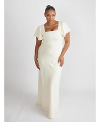 Six Stories Women's Square Neck Crepe Bridesmaid Dress
