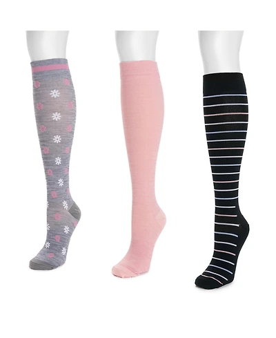 Muk Luks Women's 3 Pair Pack Compression Socks