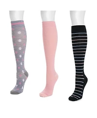 Muk Luks Women's 3 Pair Pack Compression Socks
