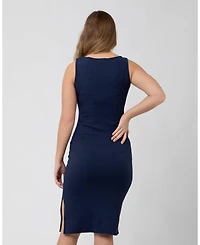 Ripe Maternity Penny Button Down Rib Dress in Navy - Perfect for Nursing and Maternity Wear