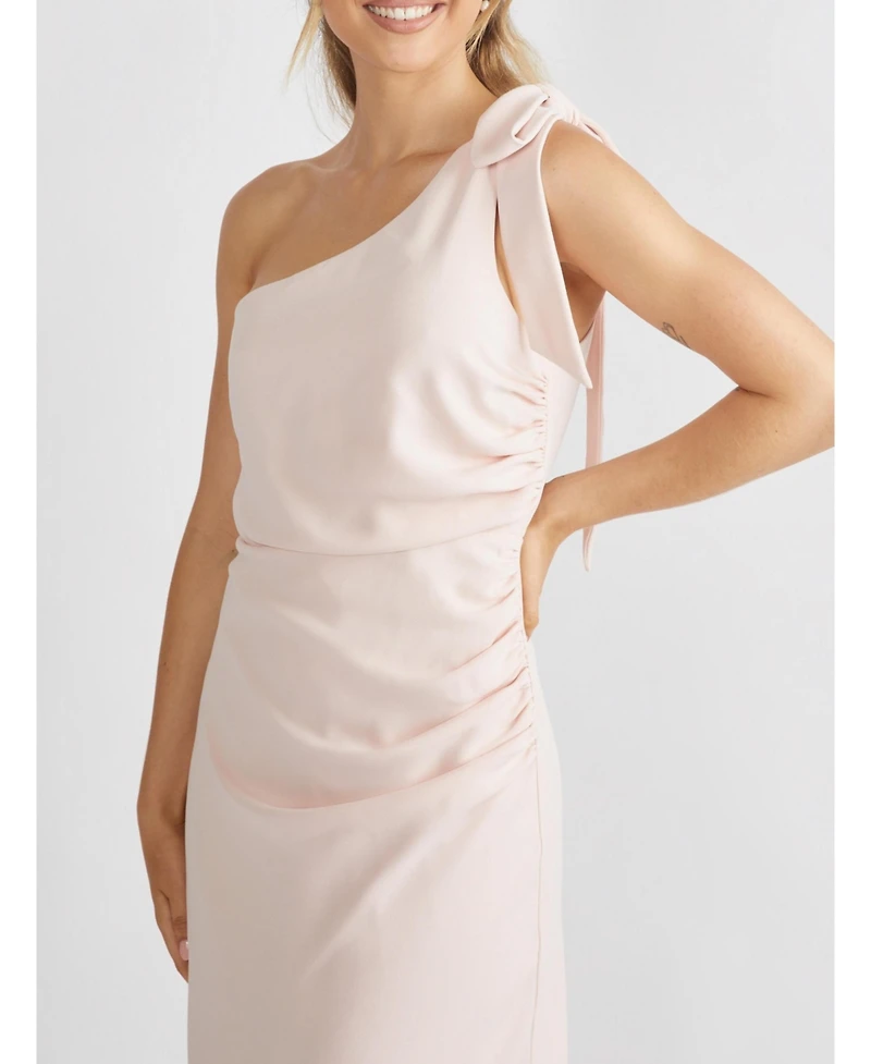Six Stories Women's Bow One Shoulder Crepe Bridesmaid Dress
