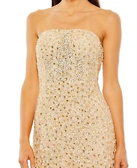 Mac Duggal Women's Strapless Bustier Sequin Beaded Mini Dress