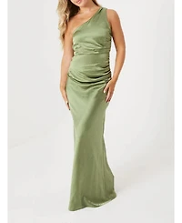 Six Stories Women's One Shoulder Satin Bridesmaid Dress