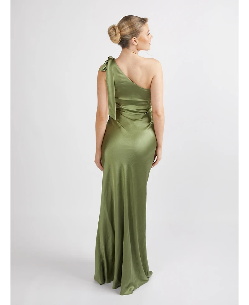 Six Stories Women's Bow One Shoulder Satin Bridesmaid Dress