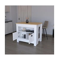 We Have Furniture Kitchen Island Geneva, Kitchen, White / Macadamia