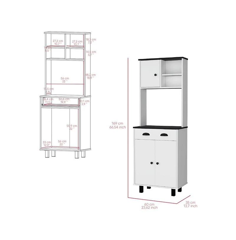 We Have Furniture Kitchen Pantry Naomi, Kitchen, White / Black