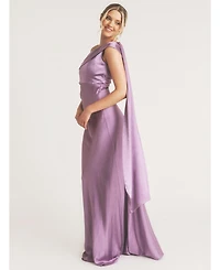 Six Stories Women's One Shoulder Drape Stin Bridesmaid Dress