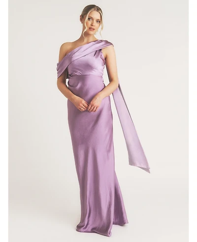 Six Stories Women's One Shoulder Drape Stin Bridesmaid Dress