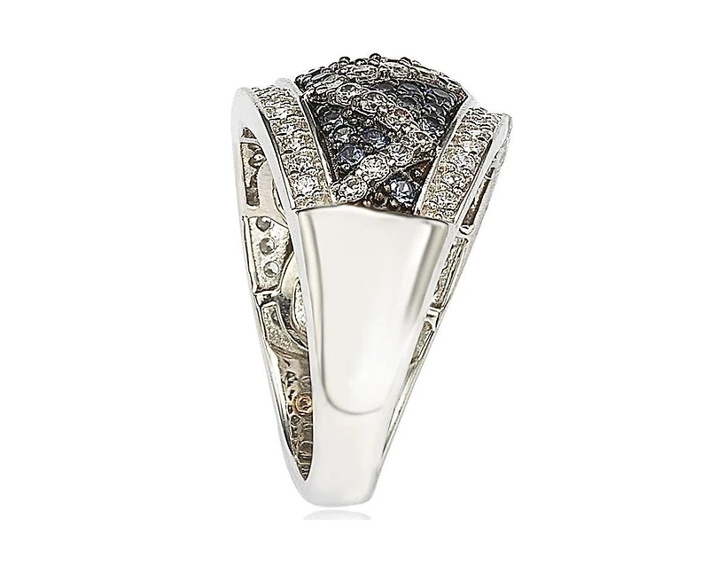 Suzy Levian Sterling Silver & Created White Sapphire Pave Zig Zag Ring