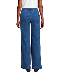 Lands' End Women's Petite Soft Denim High Rise Wide Leg Braided Jeans