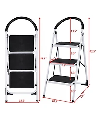 3 Step Ladder Folding Stool Heavy Duty 330Lbs Capacity Industrial Lightweight