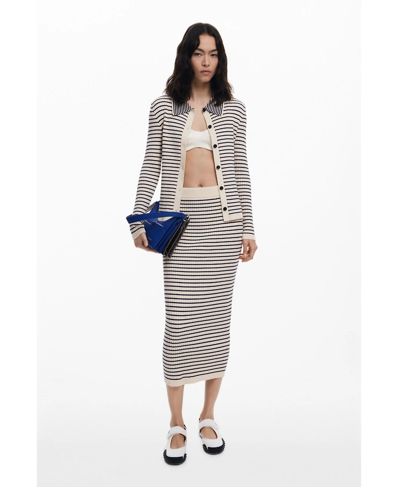 Desigual Women's Striped knit midi skirt