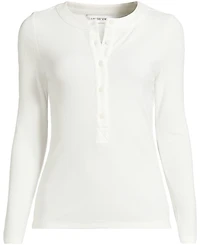 Lands' End Plus Drapey Rib Fitted Long Sleeve Henley T-Shirt