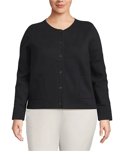 Lands' End Plus Fine Gauge Cotton Milano Blazer Sweater