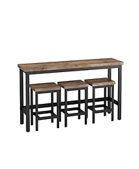 Casainc Modern Long Dining Table Set with 3 Stools and Metal Frame, Easy Assembly