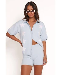 Petal and Pup Women's Lela Knitted Shirt - Light Blue Stars