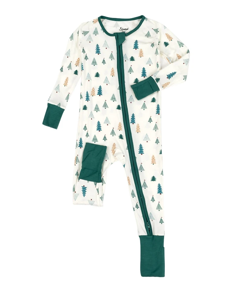 Leveret Baby Footed Bamboo Pajamas, Pine Tree, Matching Family Christmas Pajamas