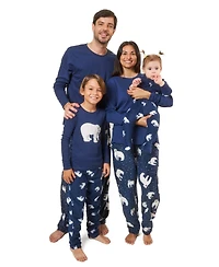Leveret Kids Cotton Top and Fleece Pants Pajamas, Polar Bear Print, Matching Family Christmas Pajamas