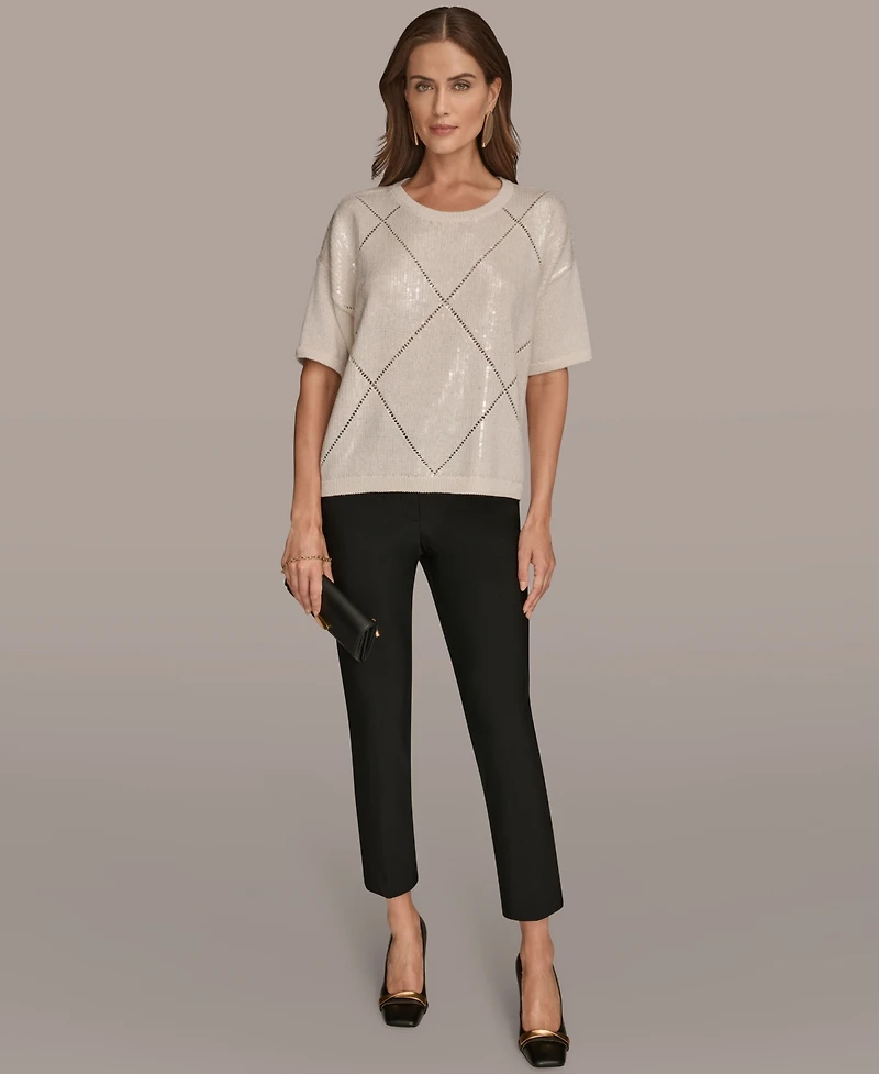 Donna Karan New York Women's Short Sleeve Sequin Sweater