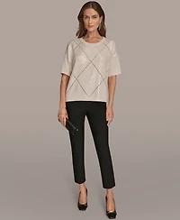 Donna Karan New York Women's Short Sleeve Sequin Sweater