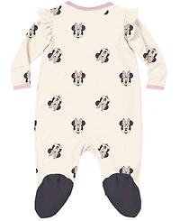 Disney Baby Girls 2-Piece Minnie Mouse Sleep-and-Play Coverall and Headband Set