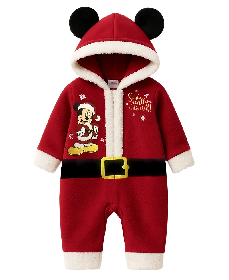 Disney Baby Boys Mickey Mouse Santa Long Sleeve Coverall