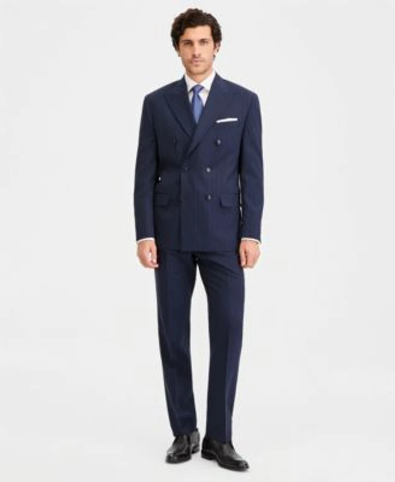 Michael Kors Mens Classic Fit Navy Pinstripe Double Breasted Suit Separates