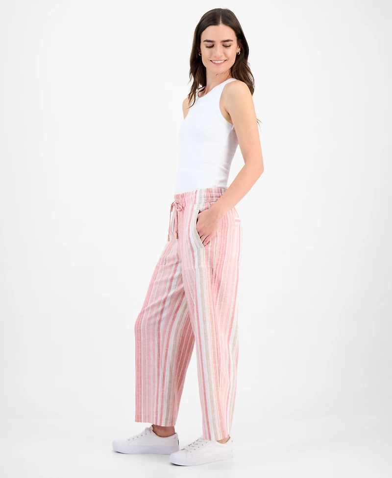 Nautica Jeans Women's Striped Mid-Rise Ankle Pants