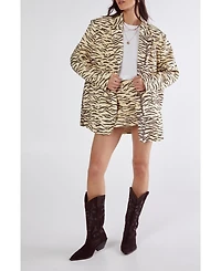 Nasty Gal Women's Zebra Print Oversized Tailored Blazer
