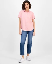 Nautica Jeans Women's Solid Short-Sleeve Camp Shirt