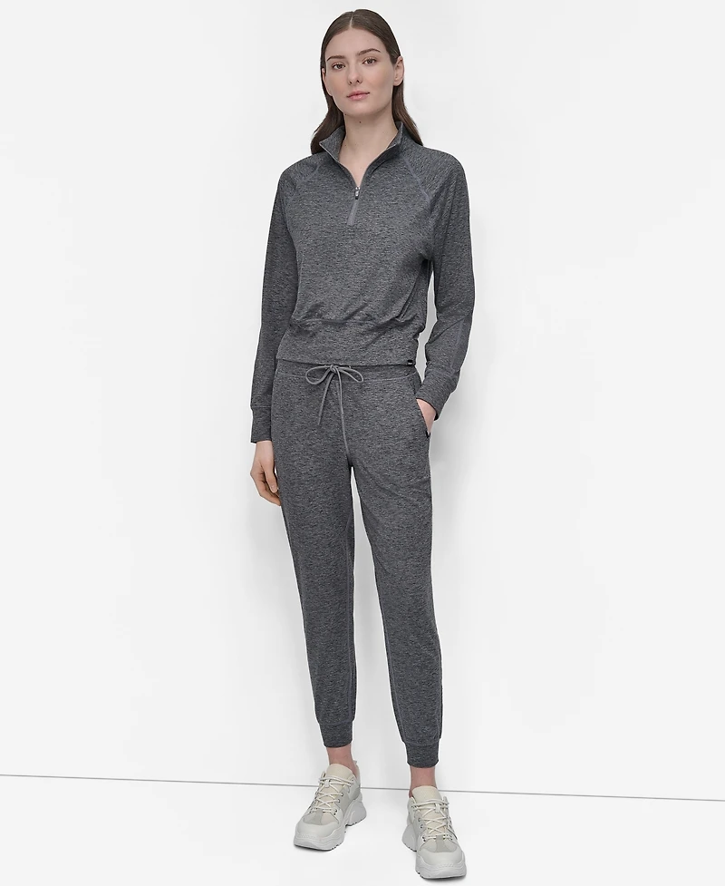 Dkny Sport Women's Space-Dyed Half-Zip Raglan-Sleeve Top