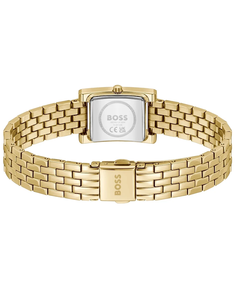 Hugo Boss Women's Lucy Precious Quartz Basic Mini Ionic Plated Thin Gold Steel Watch, 18.50mm