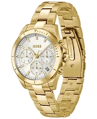 Hugo Boss Women's Alley Quartz Multifunction Ionic Plated Thin Gold Steel Watch, 36mm