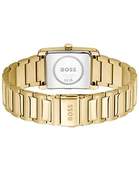 Hugo Boss Men's Principle Dress Quartz Basic Calendar Ionic Plated Thin Gold Steel Watch, 28 x 39mm